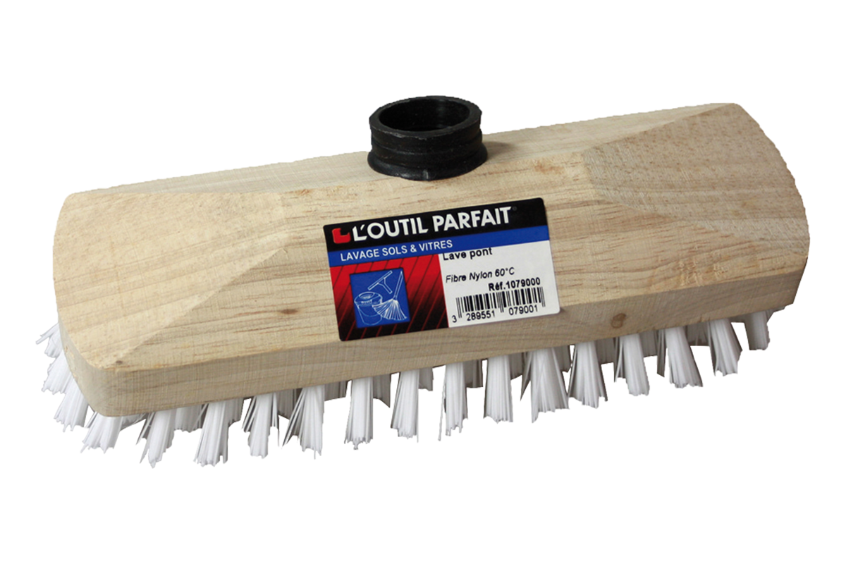 Nylon scrubbing brush with pole attachment