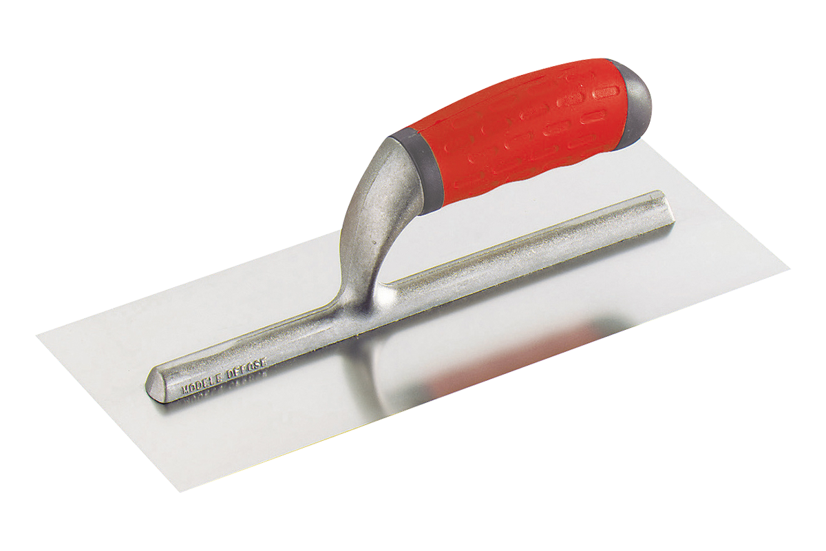 Bevelled stainless steel trowel